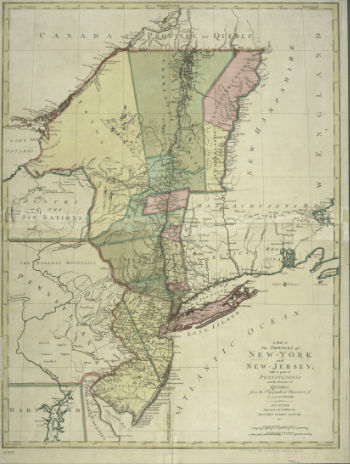 1777 map of the provinces of New-York and New Jersey